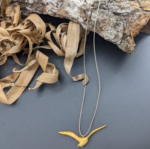 Wooden Necklace High - Flying Seagull Bird Wood jewelry